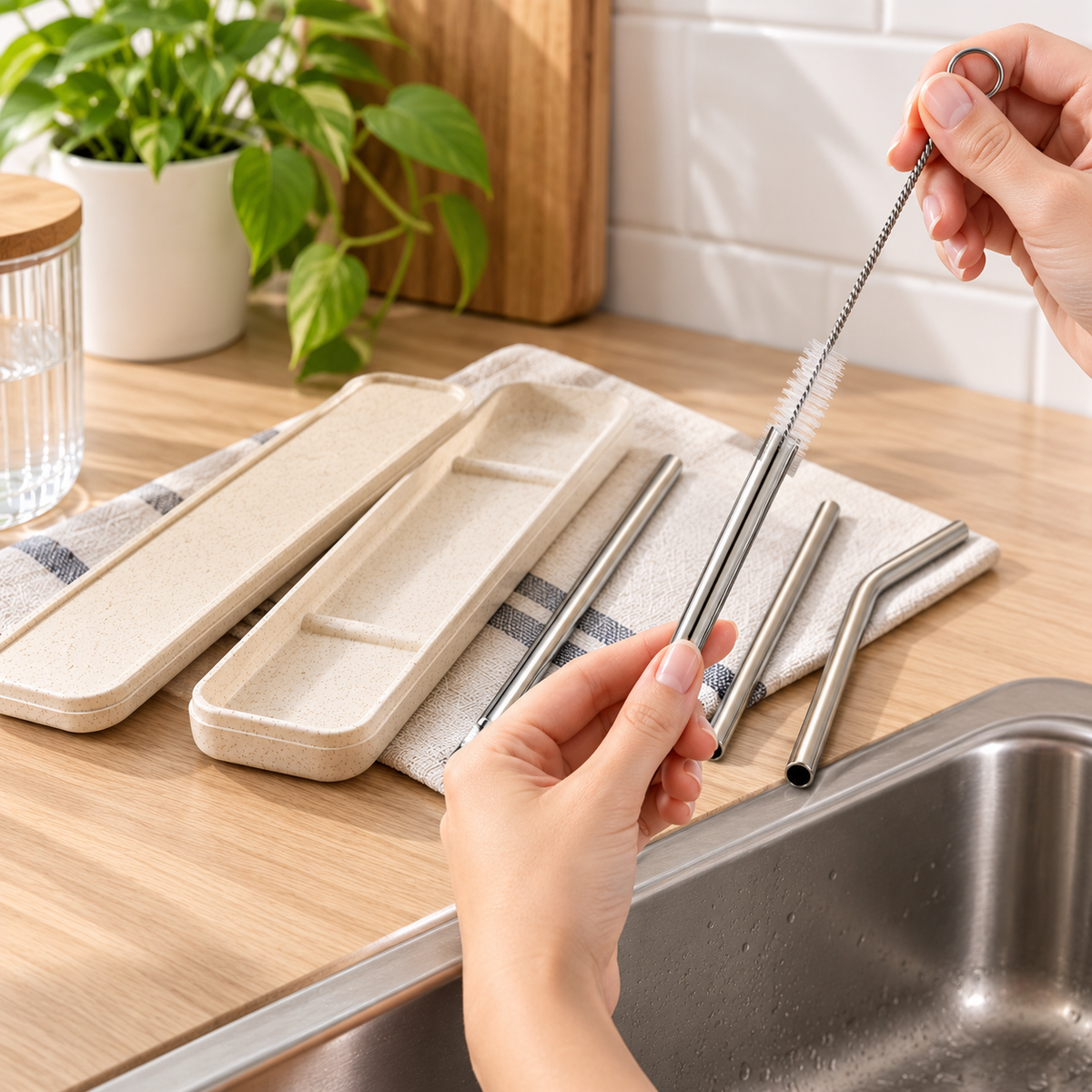 Reusable Stainless Steel Straws with Travel Case