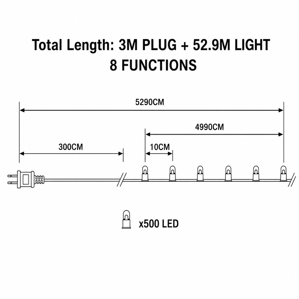Christmas Lights 500led Warmwhite With Functions