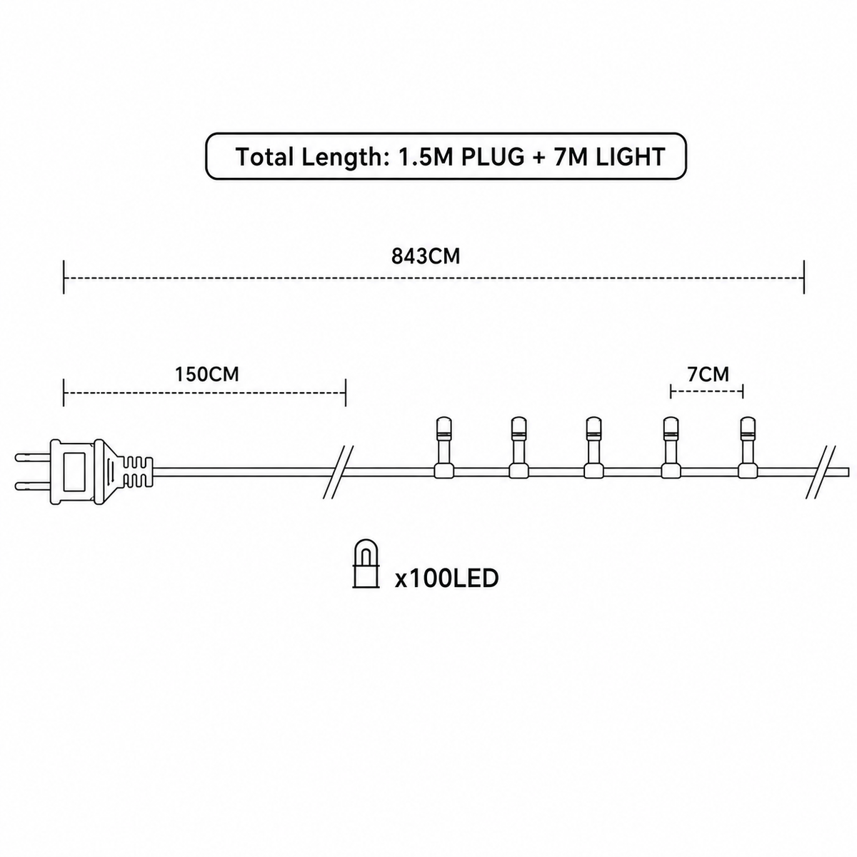 Christmas Lights 100LED Steady Warmwhite