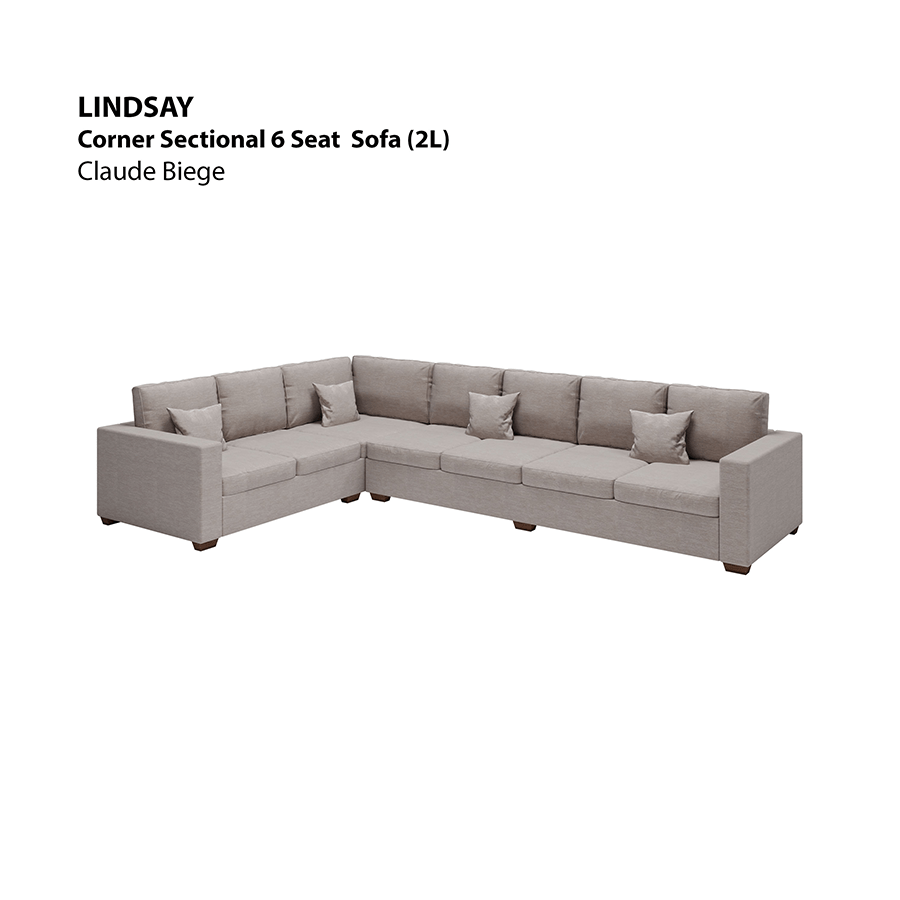 MORE LINDSAY OPTIONS Lindsay Sectional 6 Seat (2L) Sofa Lindsay Sectional 6 Seat (2L) Sofa Lux Claude Beige Mandaue Foam