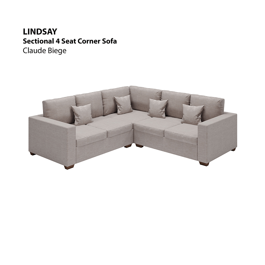 MORE LINDSAY OPTIONS Lindsay Sectional 4 Seat Corner Sofa Lindsay Sectional 4 Seat Corner Sofa Lux Claude Beige Mandaue Foam