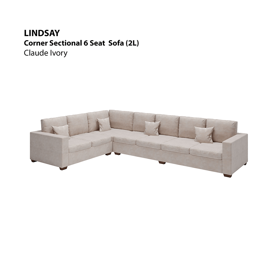 MORE LINDSAY OPTIONS Lindsay Sectional 6 Seat (2L) Sofa Lindsay Sectional 6 Seat (2L) Sofa Lux Claude Ivory Mandaue Foam
