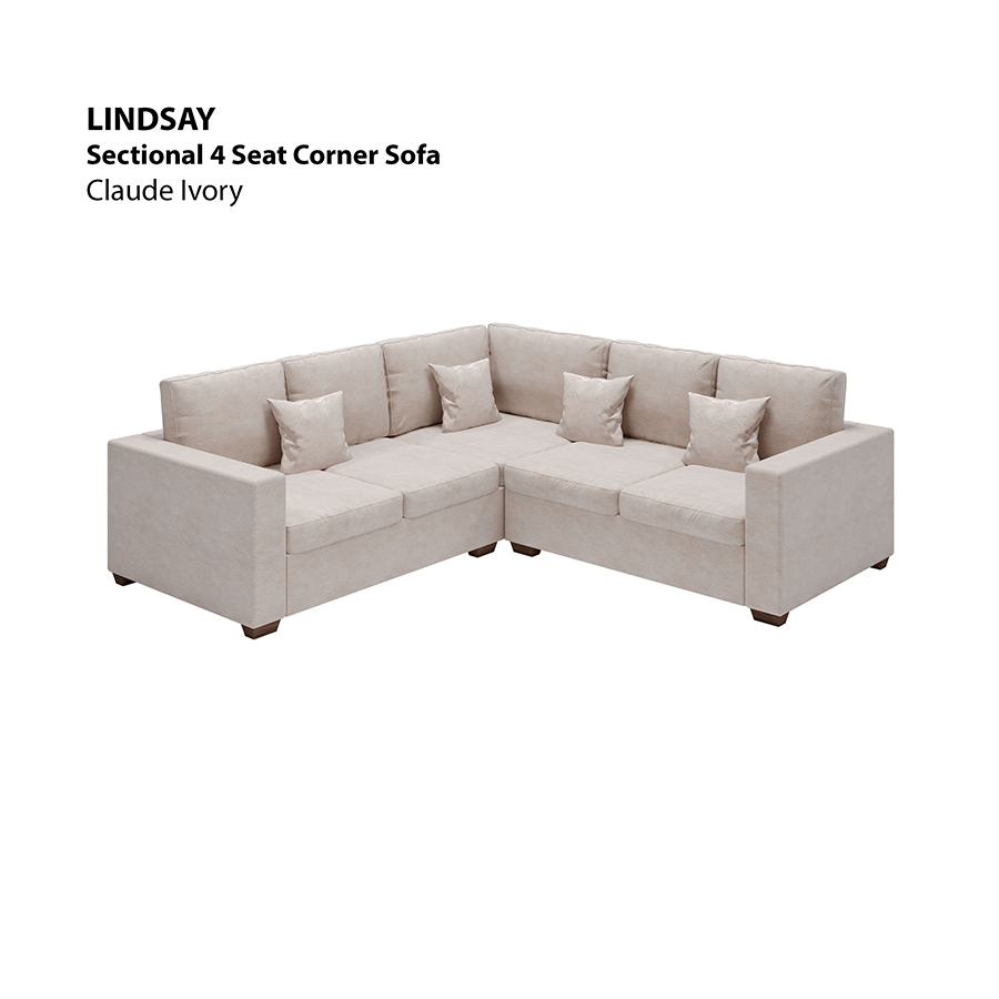 MORE LINDSAY OPTIONS Lindsay Sectional 4 Seat Corner Sofa Lindsay Sectional 4 Seat Corner Sofa Lux Claude Ivory Mandaue Foam