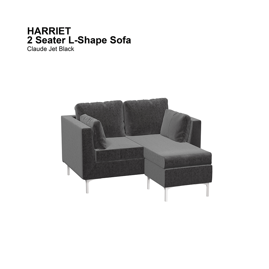 MORE HARRIET OPTIONS Harriet L-shape 2 Seat Sofa Harriet L-shape 2 Seat Sofa Lux Claude Jet Black Mandaue Foam