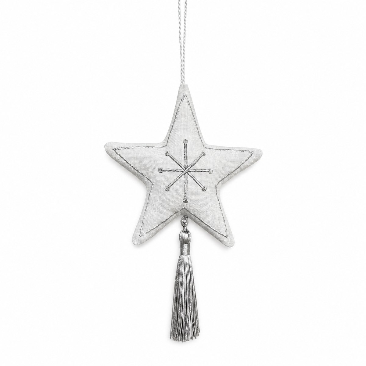 White Velvet Star with Tassel