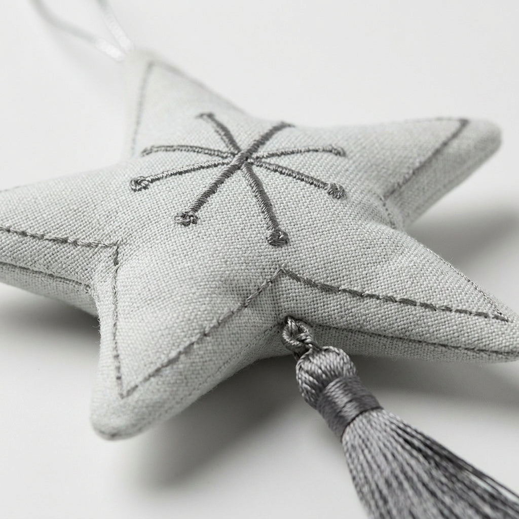 White Velvet Star with Tassel