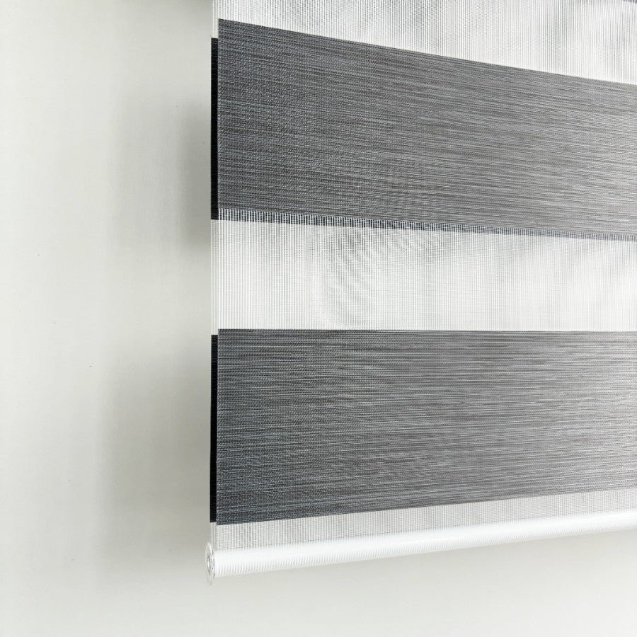 Gray Metal Semi-Blackout Zebra Blinds