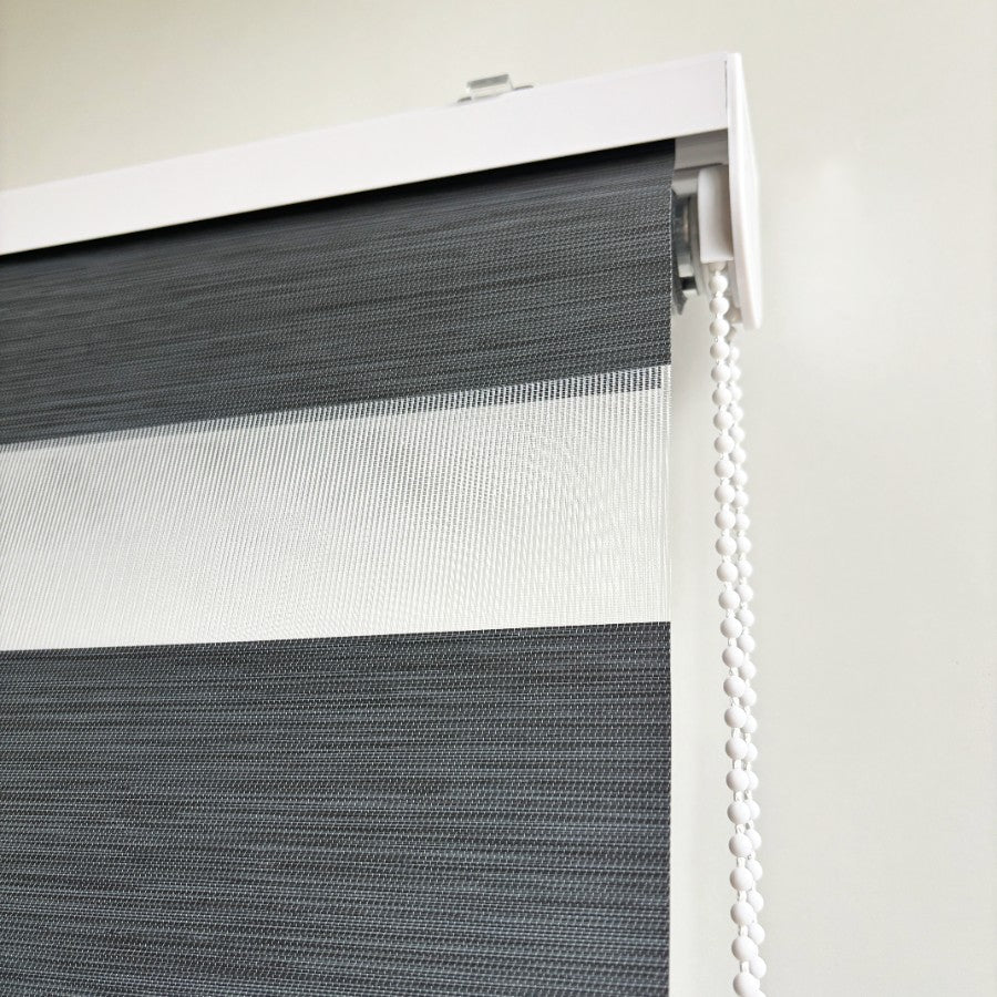 Gray Metal Semi-Blackout Zebra Blinds