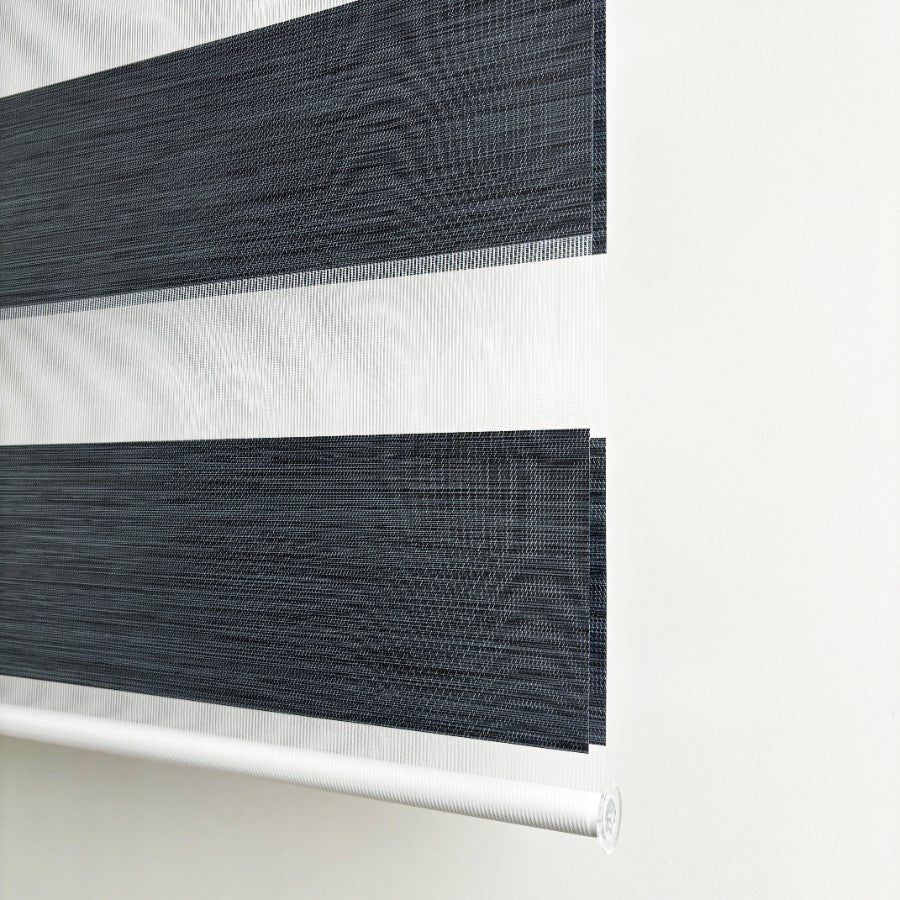 Gray Metal Semi-Blackout Zebra Blinds