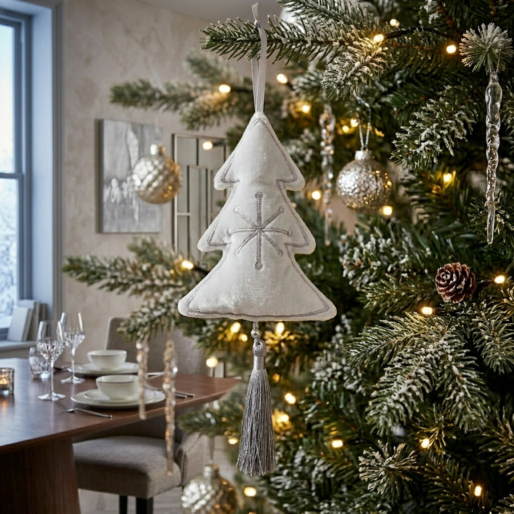 White Velvet Tree with Tassel