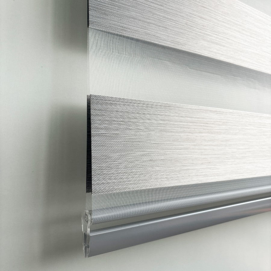 Pale Gray Blackout Zebra Blinds
