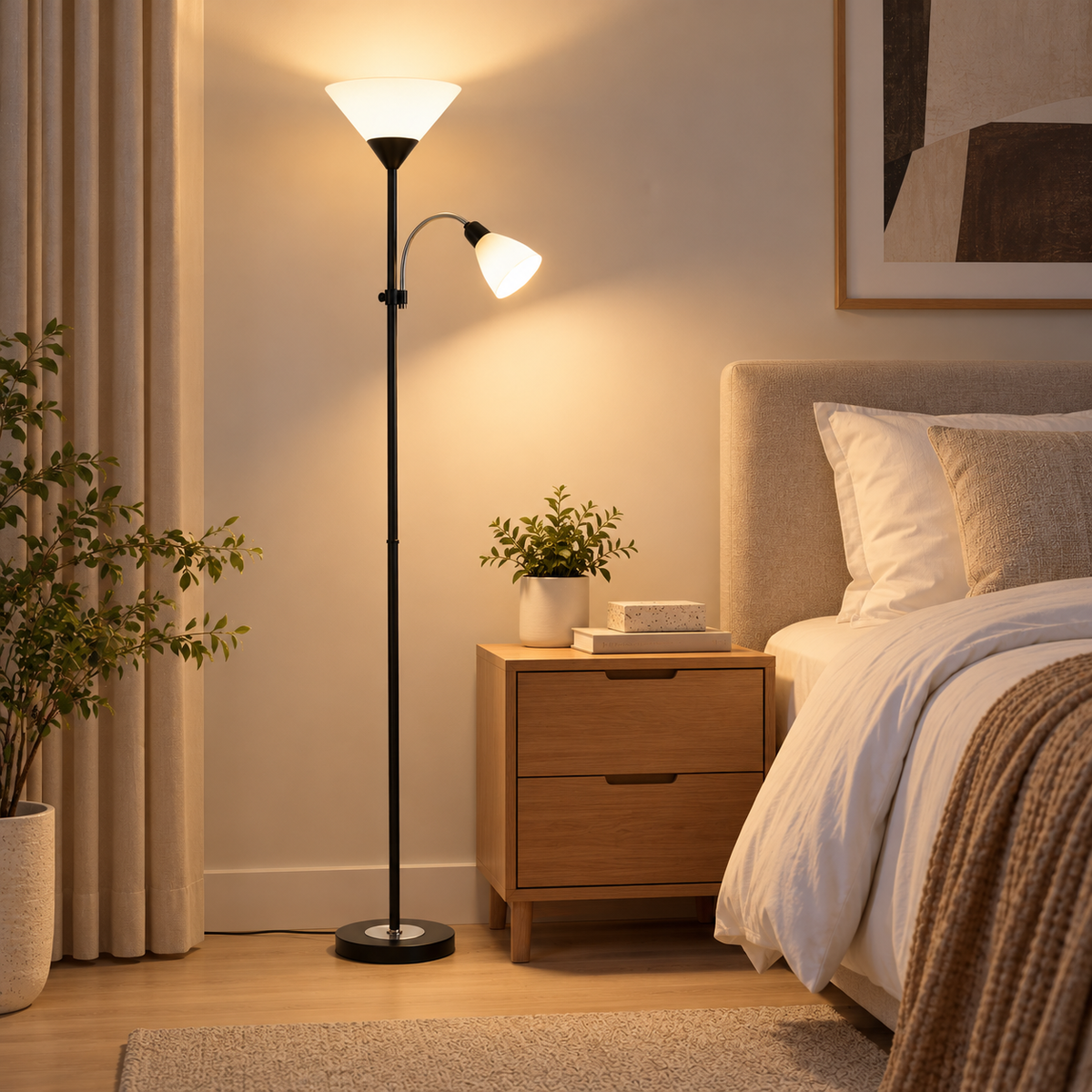 Torchiere Floor Lamp with Reading Lamp