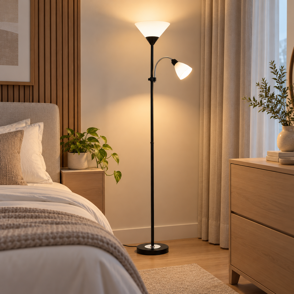 Torchiere Floor Lamp with Reading Lamp