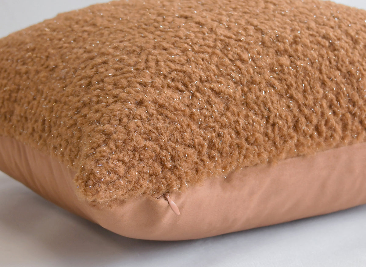 Sia Teddy Fur Camel Brown Throw Pillowcase