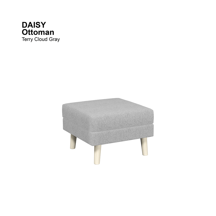 MORE DAISY OPTIONS Daisy Ottoman Daisy Ottoman Lux Terry Cloudy Gray Mandaue Foam