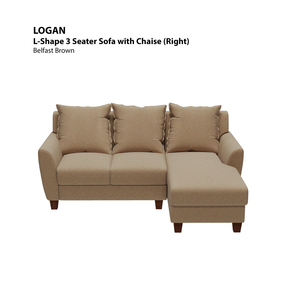 Logan L-shape 3 Seat with Chaise (Right Facing) Sofa