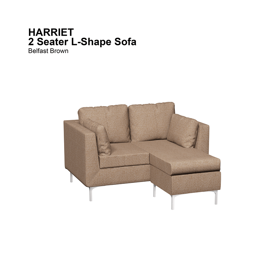 MORE HARRIET OPTIONS Harriet L-shape 2 Seat Sofa Harriet L-shape 2 Seat Sofa Fabric Belfast Brown Mandaue Foam