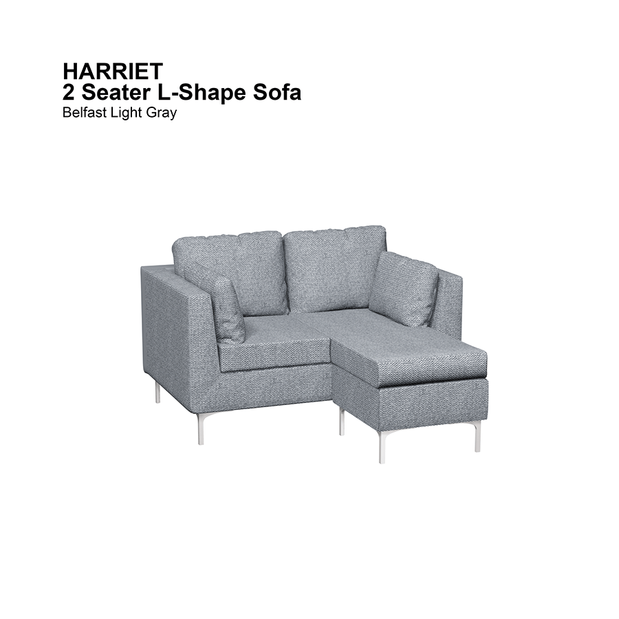 MORE HARRIET OPTIONS Harriet L-shape 2 Seat Sofa Harriet L-shape 2 Seat Sofa Fabric Belfast Light Gray Mandaue Foam