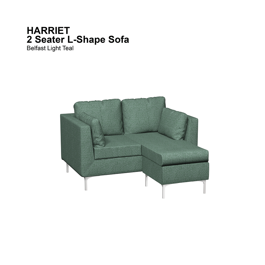 MORE HARRIET OPTIONS Harriet L-shape 2 Seat Sofa Harriet L-shape 2 Seat Sofa Fabric Belfast Light Teal Mandaue Foam