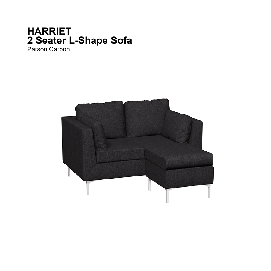 MORE HARRIET OPTIONS Harriet L-shape 2 Seat Sofa Harriet L-shape 2 Seat Sofa Fabric Parson Carbon Mandaue Foam