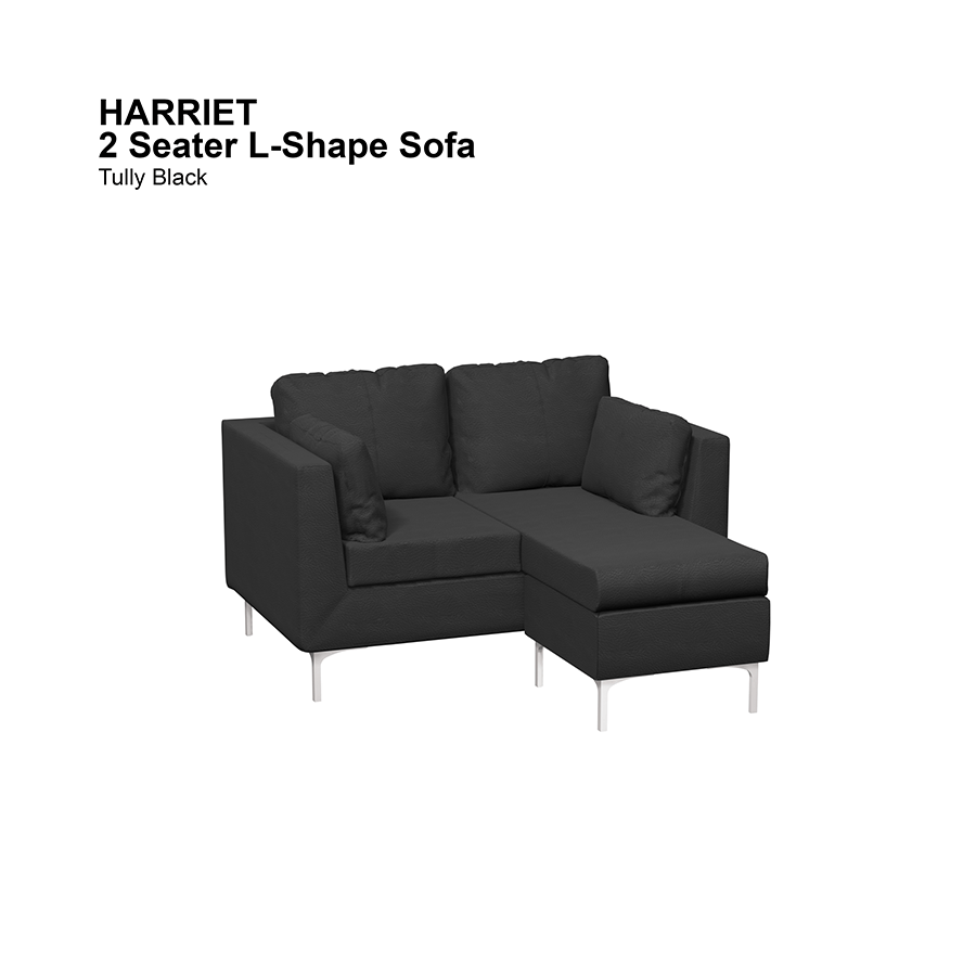 MORE HARRIET OPTIONS Harriet L-shape 2 Seat Sofa Harriet L-shape 2 Seat Sofa Leatherette Tully Black Mandaue Foam