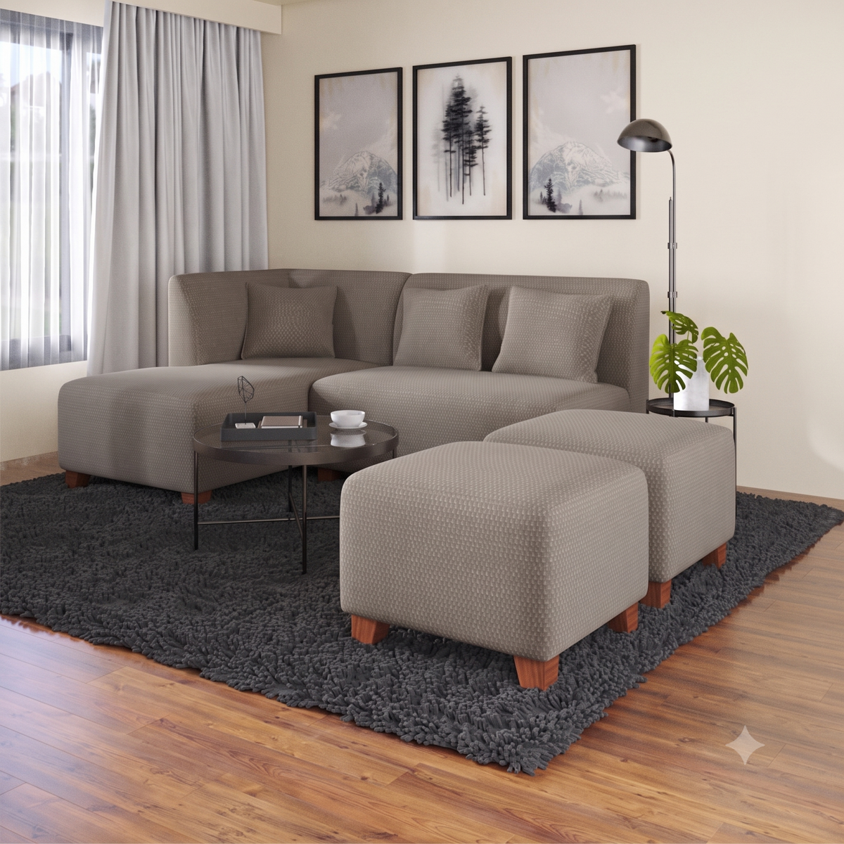 Gerald 3 Seater L-Shape with Ottoman (Right) Sofa