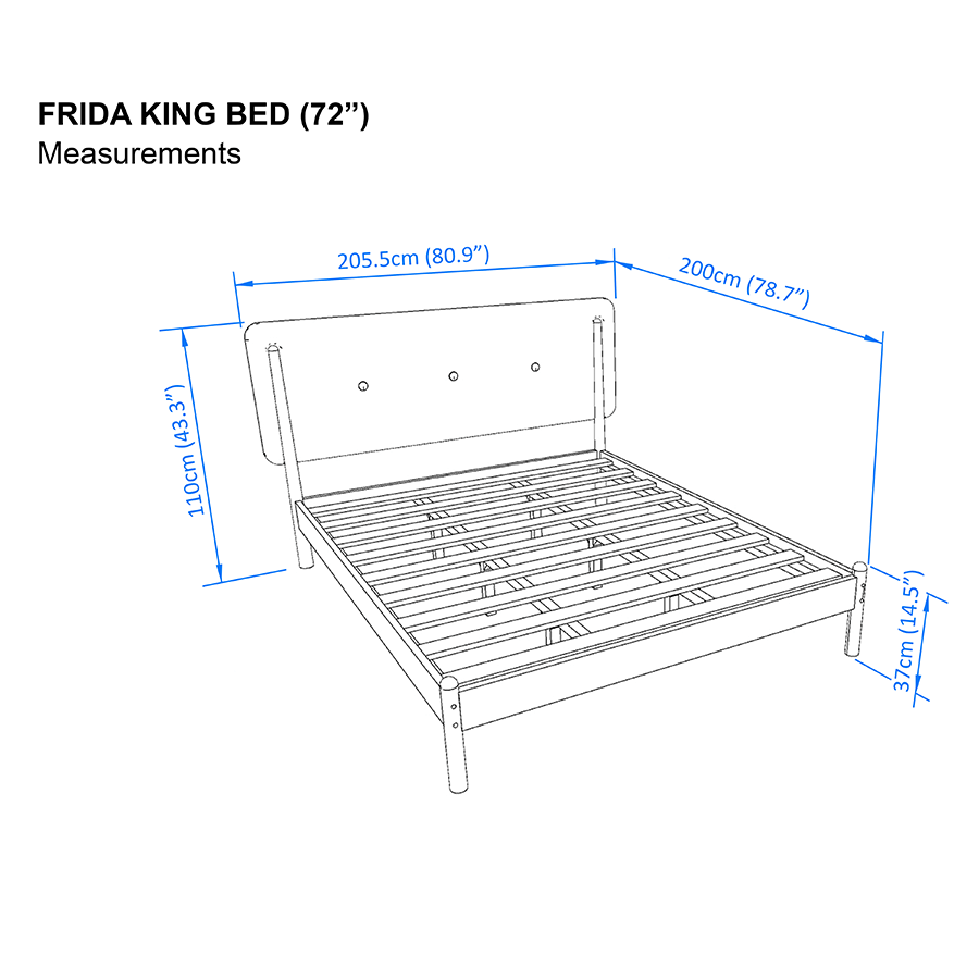 Frida 72x75" Bed - Oak