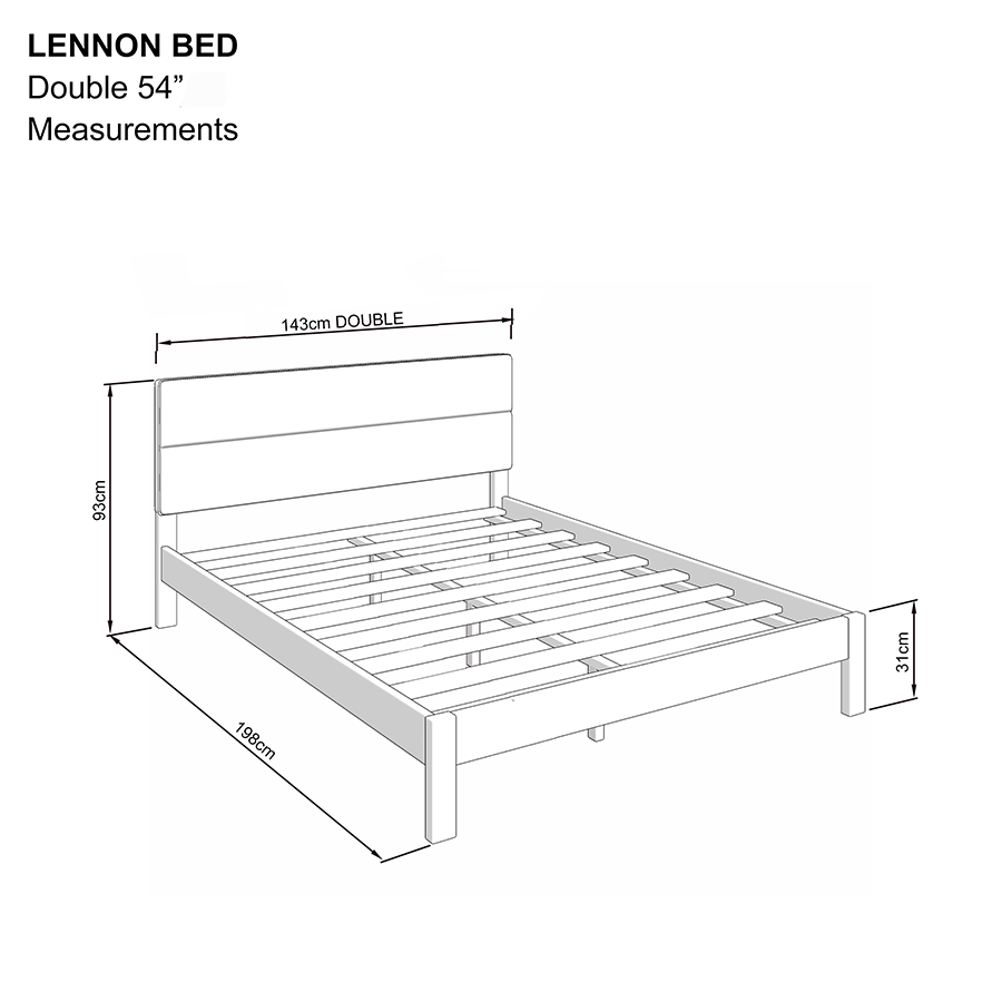 Lennon 54x75" Bed - Oak