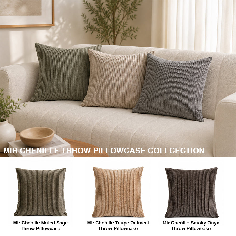 Mir Chenille Muted Sage Throw Pillowcase