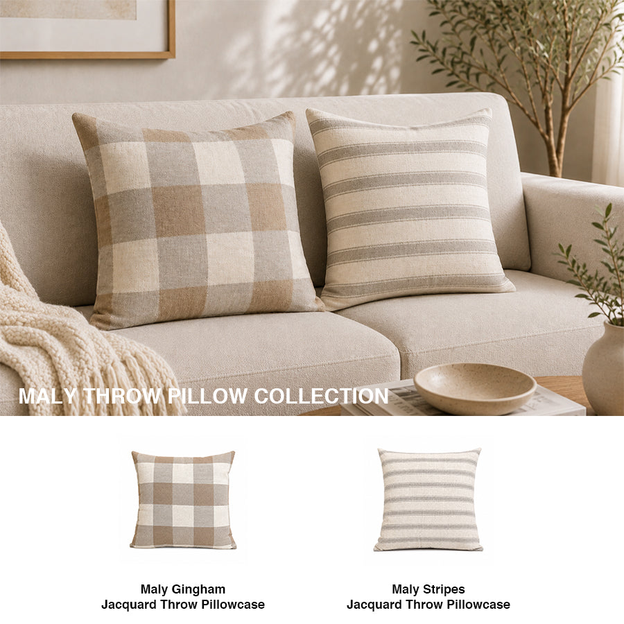 Maly Gingham Jacquard Throw Pillowcase