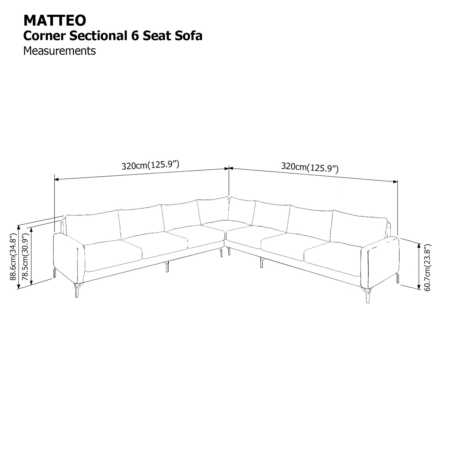Matteo Sectional 6 Seat Corner Sofa