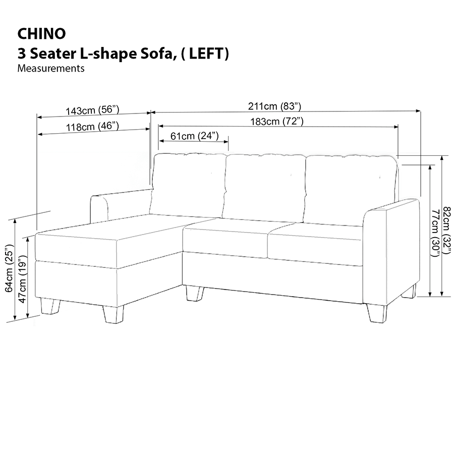 MORE CHINO OPTIONS Chino L-shape 3 Seat with Chaise (Left Facing) Sofa Chino L-shape 3 Seat with Chaise (Left Facing) Sofa Mandaue Foam