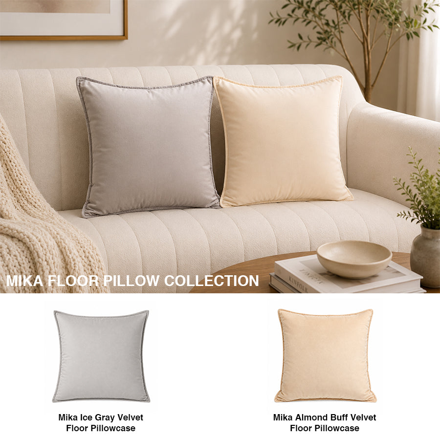 Mika Almond Buff Velvet Floor Pillowcase