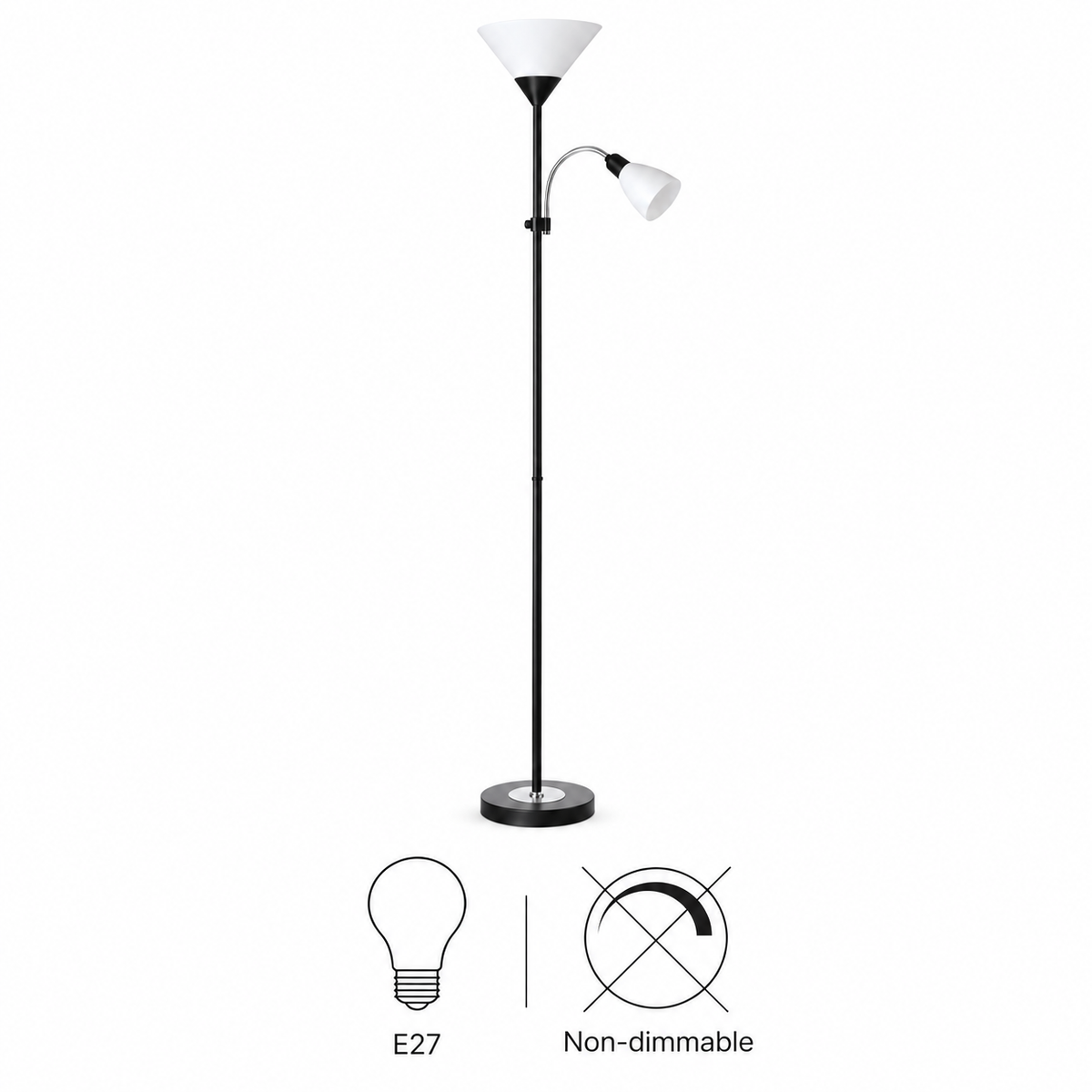 Torchiere Floor Lamp with Reading Lamp