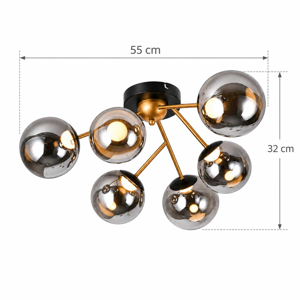 Heiko Glass Semi Flushmount - 6 Bulbs