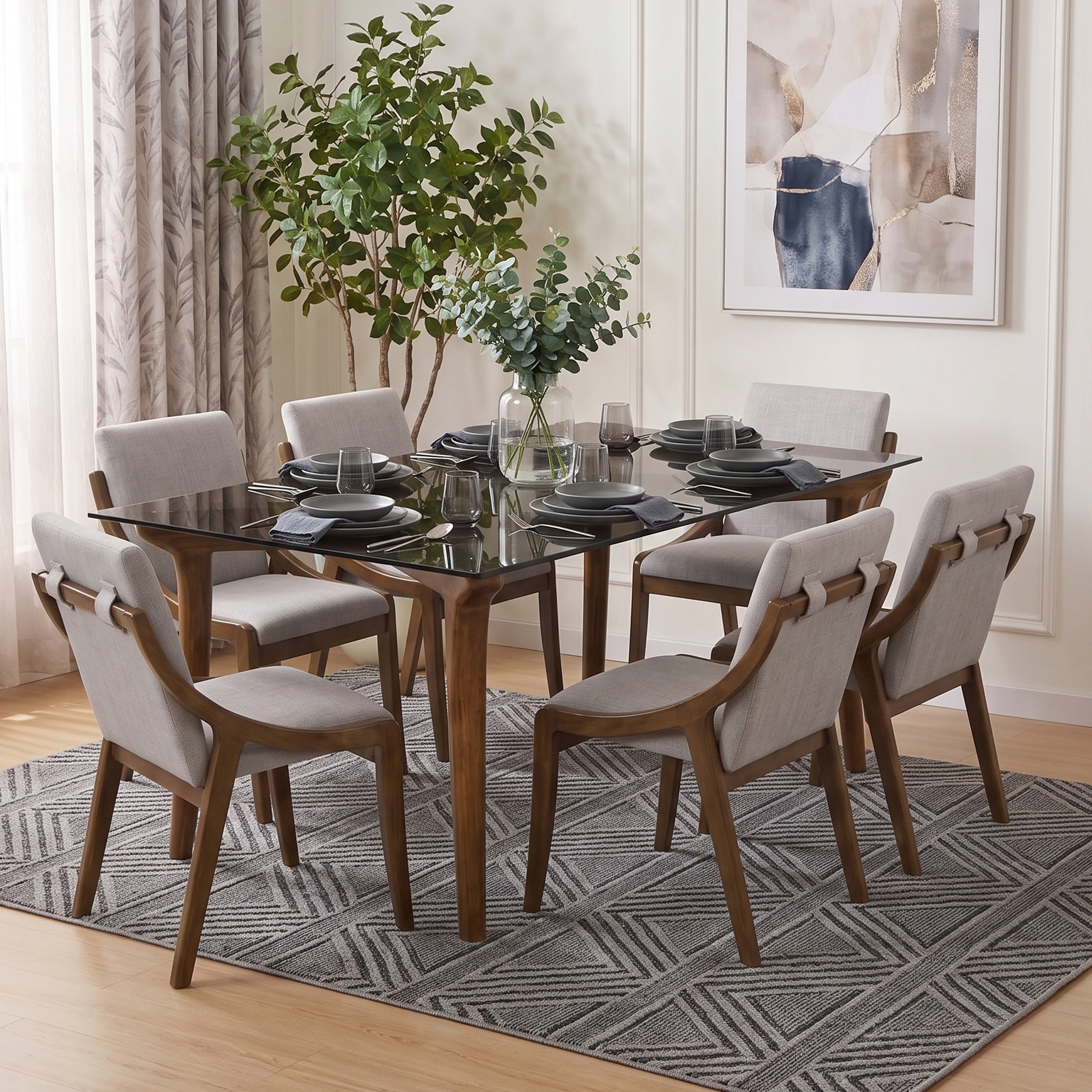 Nodi 6 Seater Glass Dining Set
