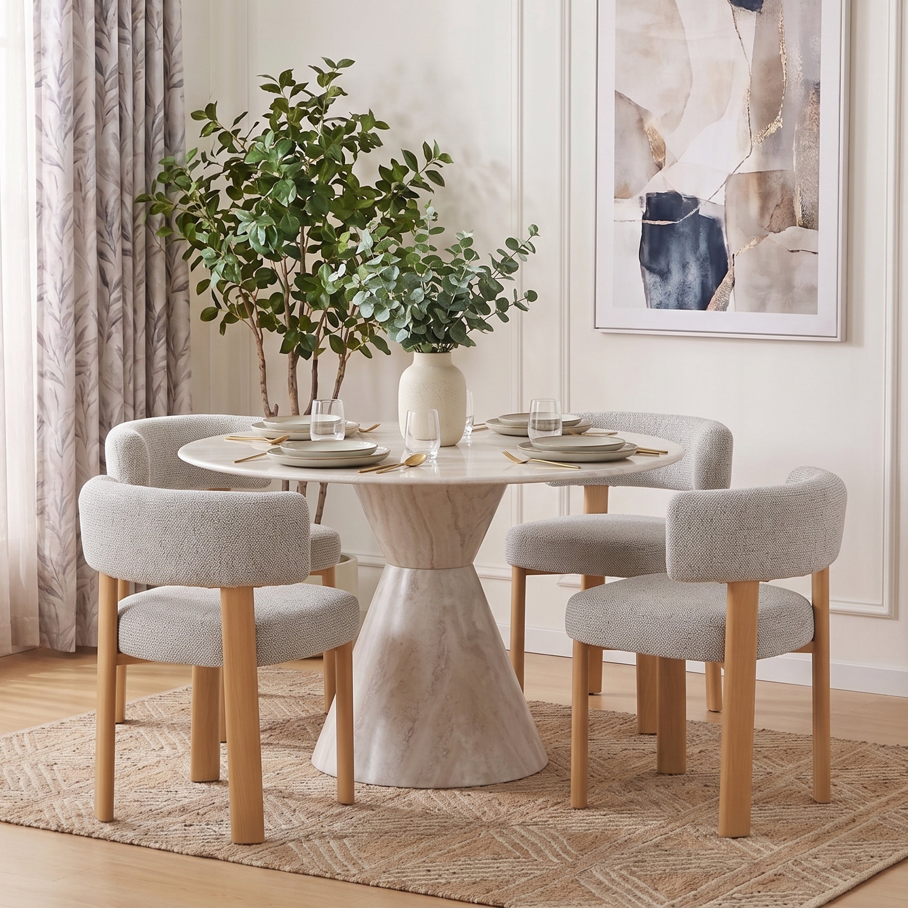 Zole Round 4 Seater Dining Set