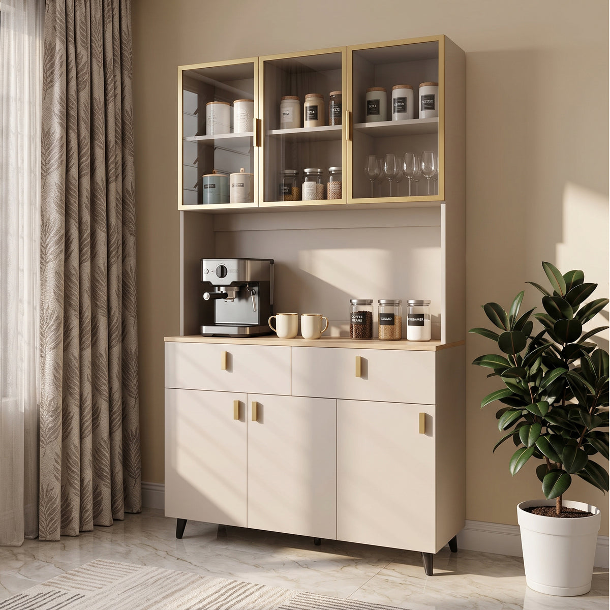 Elisia Pantry Cabinet with Glass