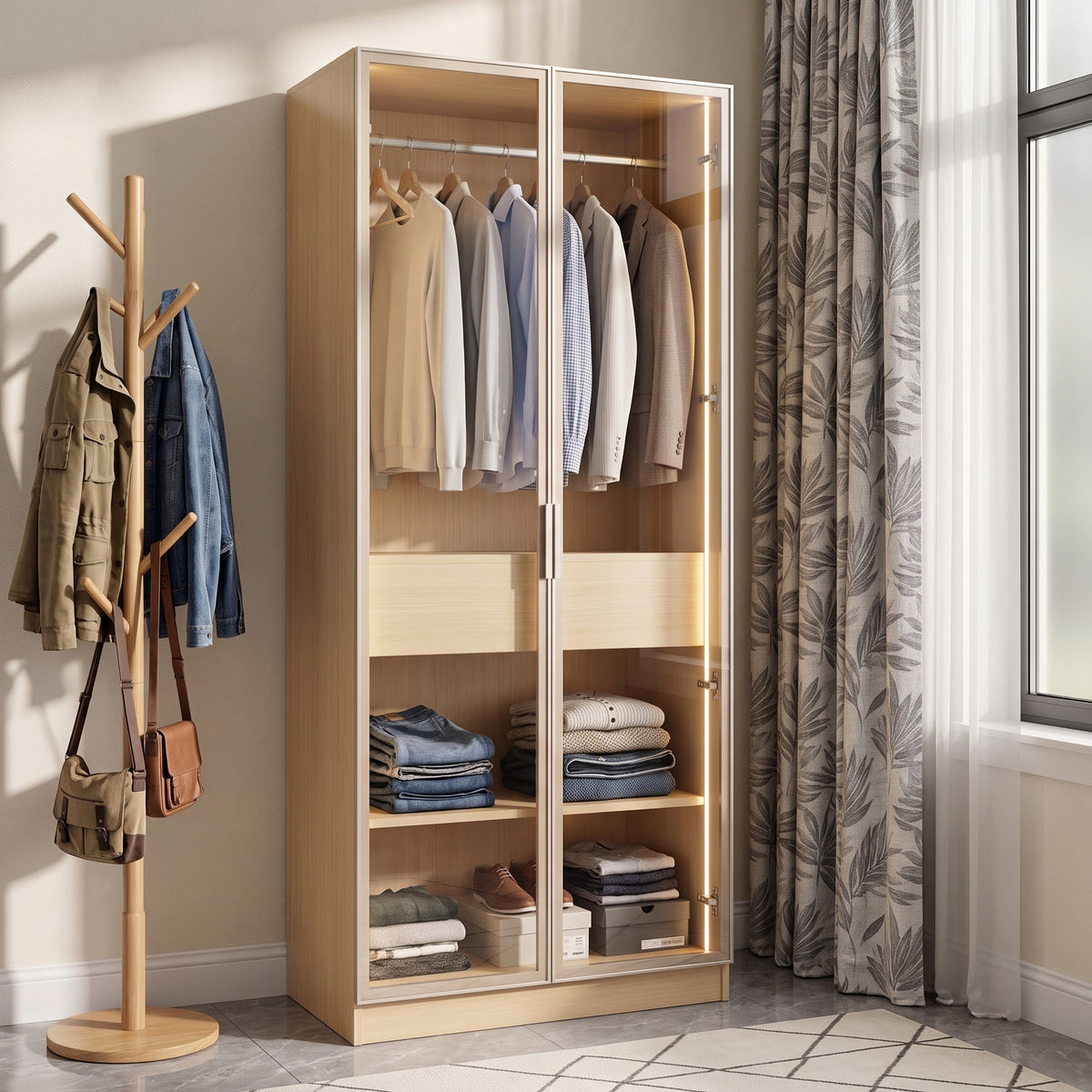 Autumn 2 Door Glass Door Wardrobe