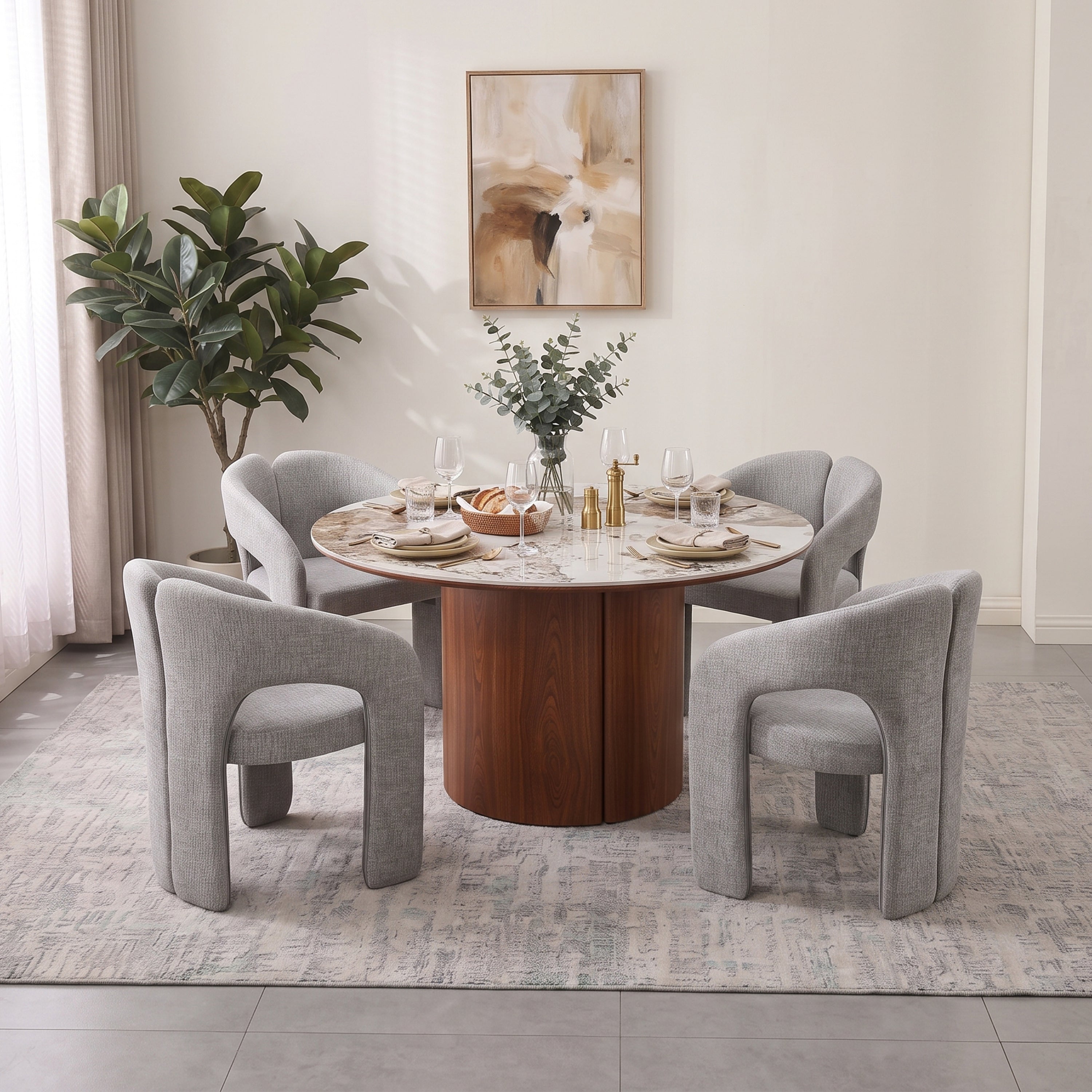 Maloy Round 4 Seater Dining Set