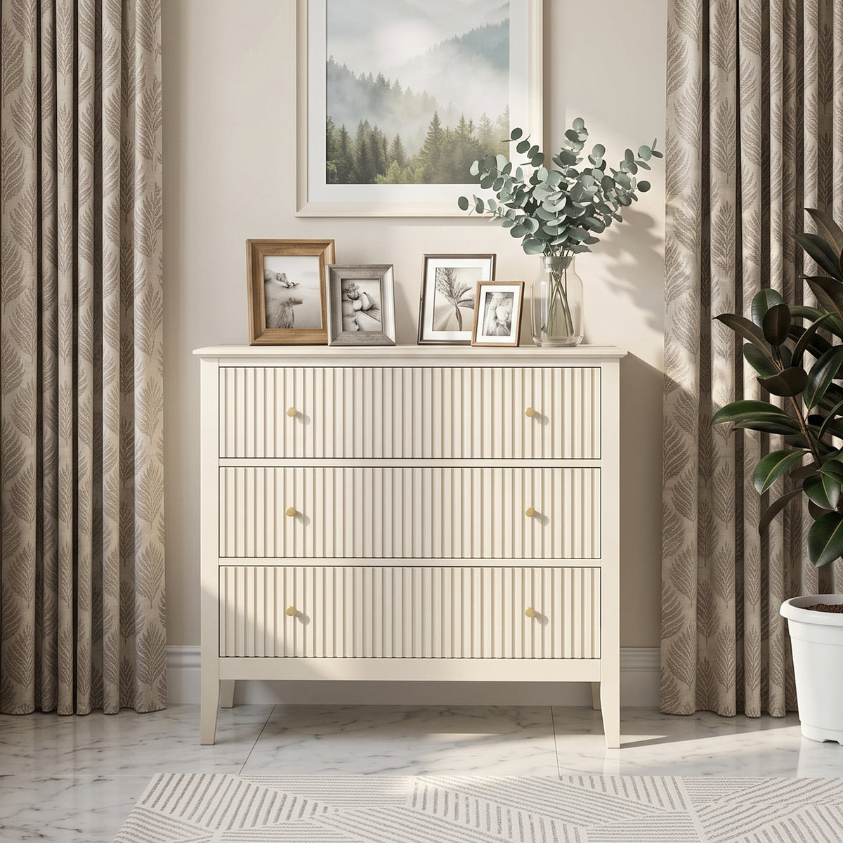 Prince Fluted 3 Chest of Drawers