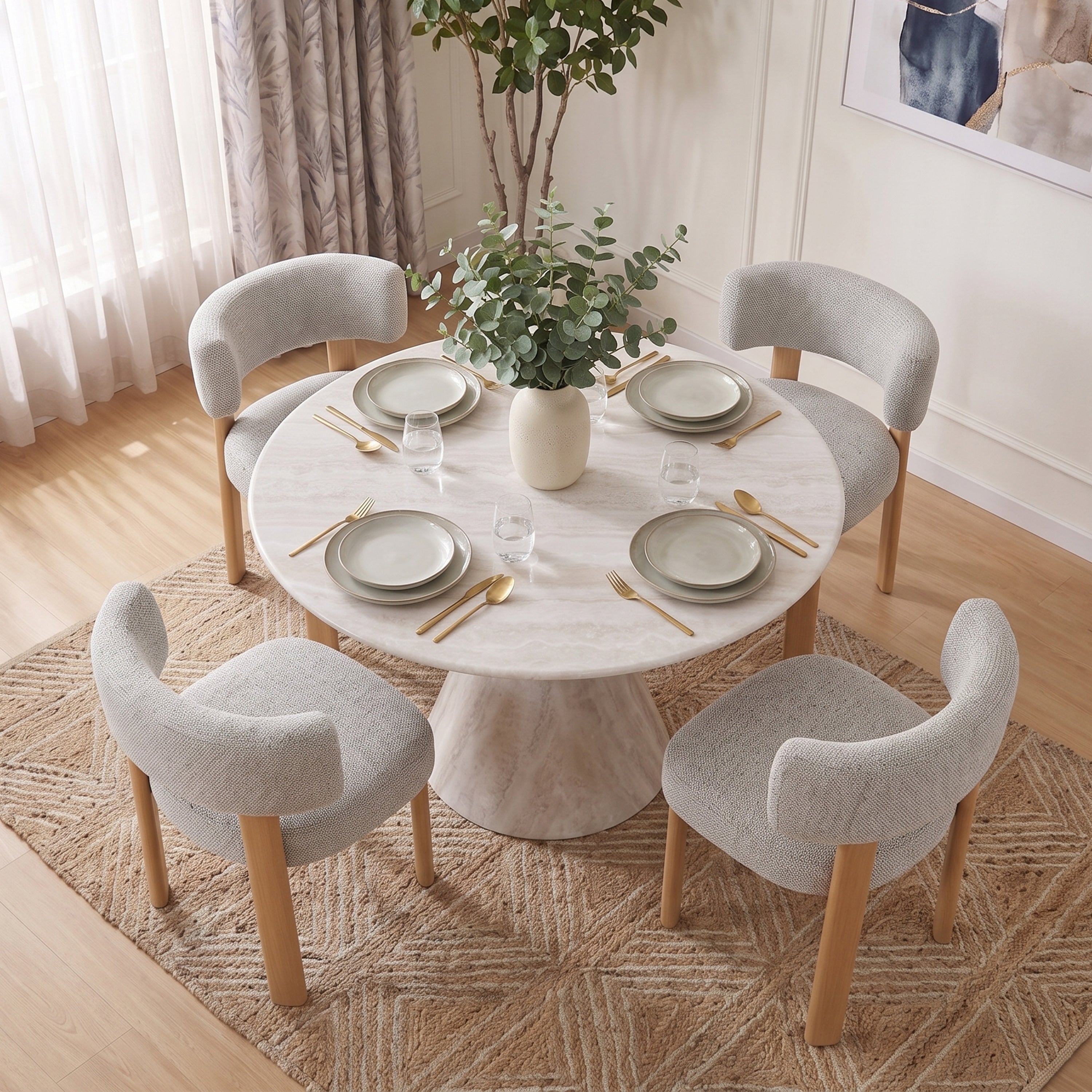 Zole Round 4 Seater Dining Set