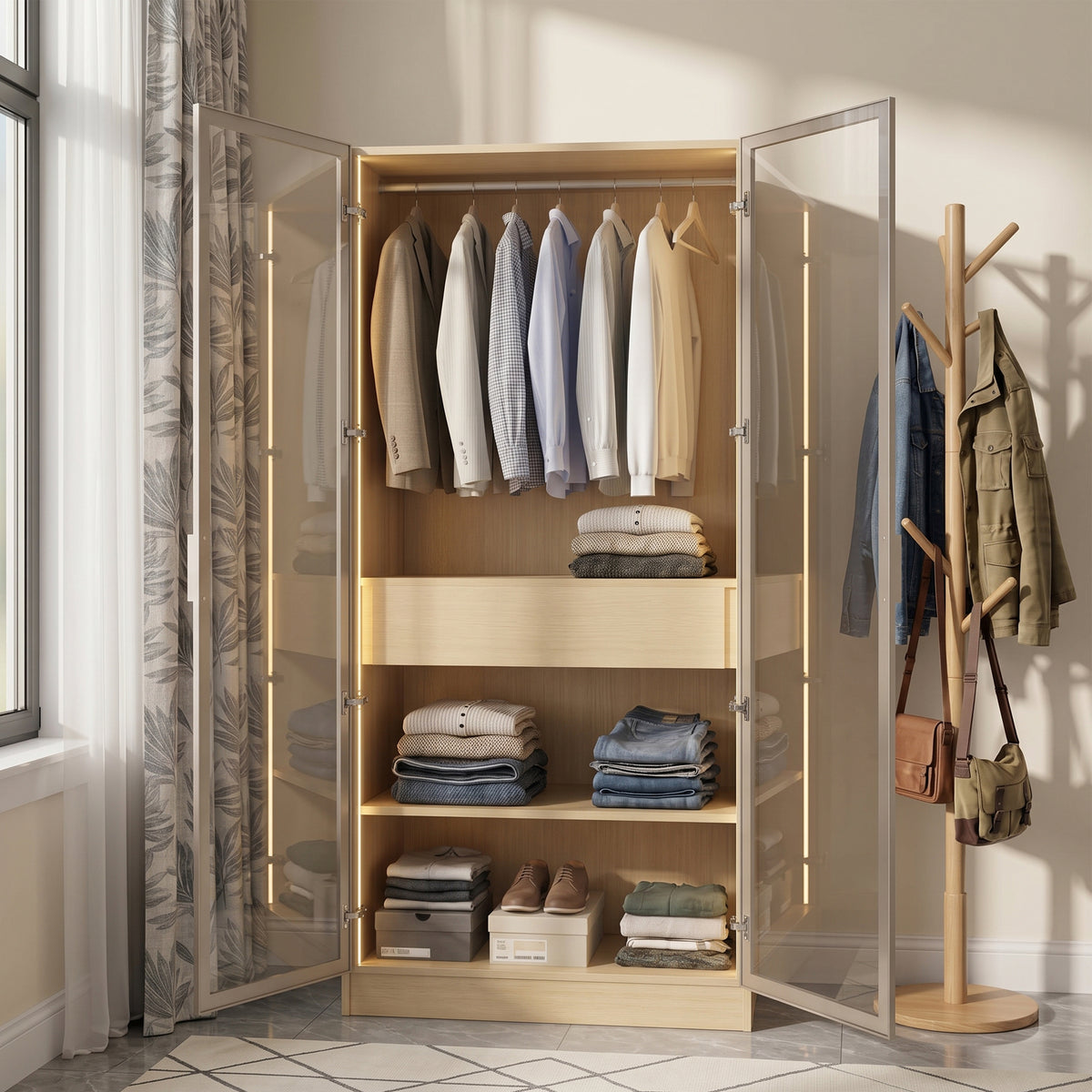 Autumn 2 Door Glass Door Wardrobe