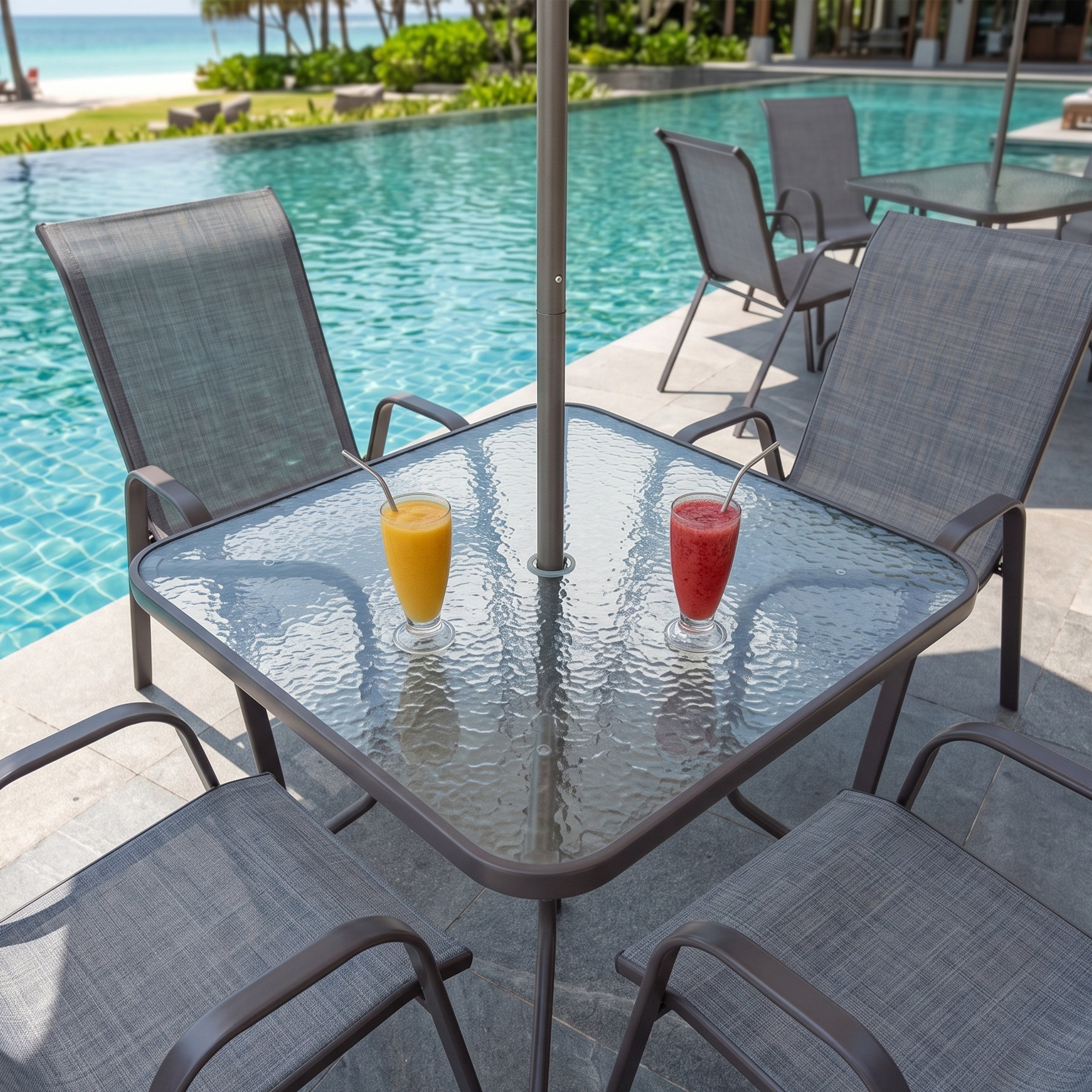 Synnova 4 Seater Outdoor Dining Set with Umbrella