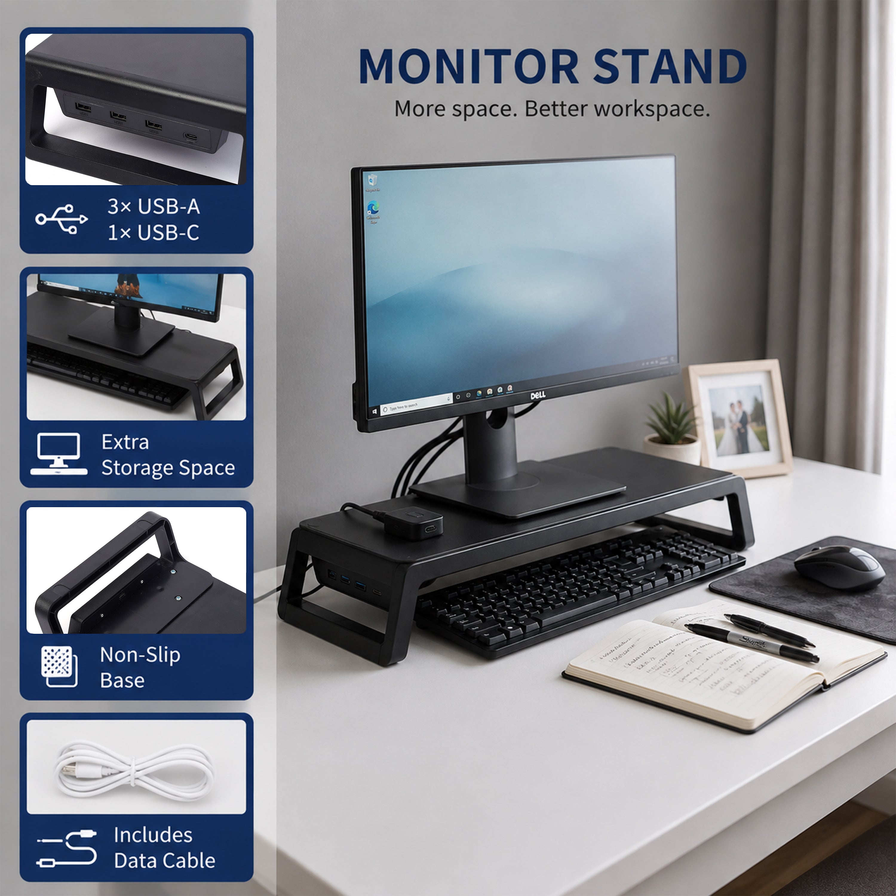 Cherette Monitor Stand with USB Port