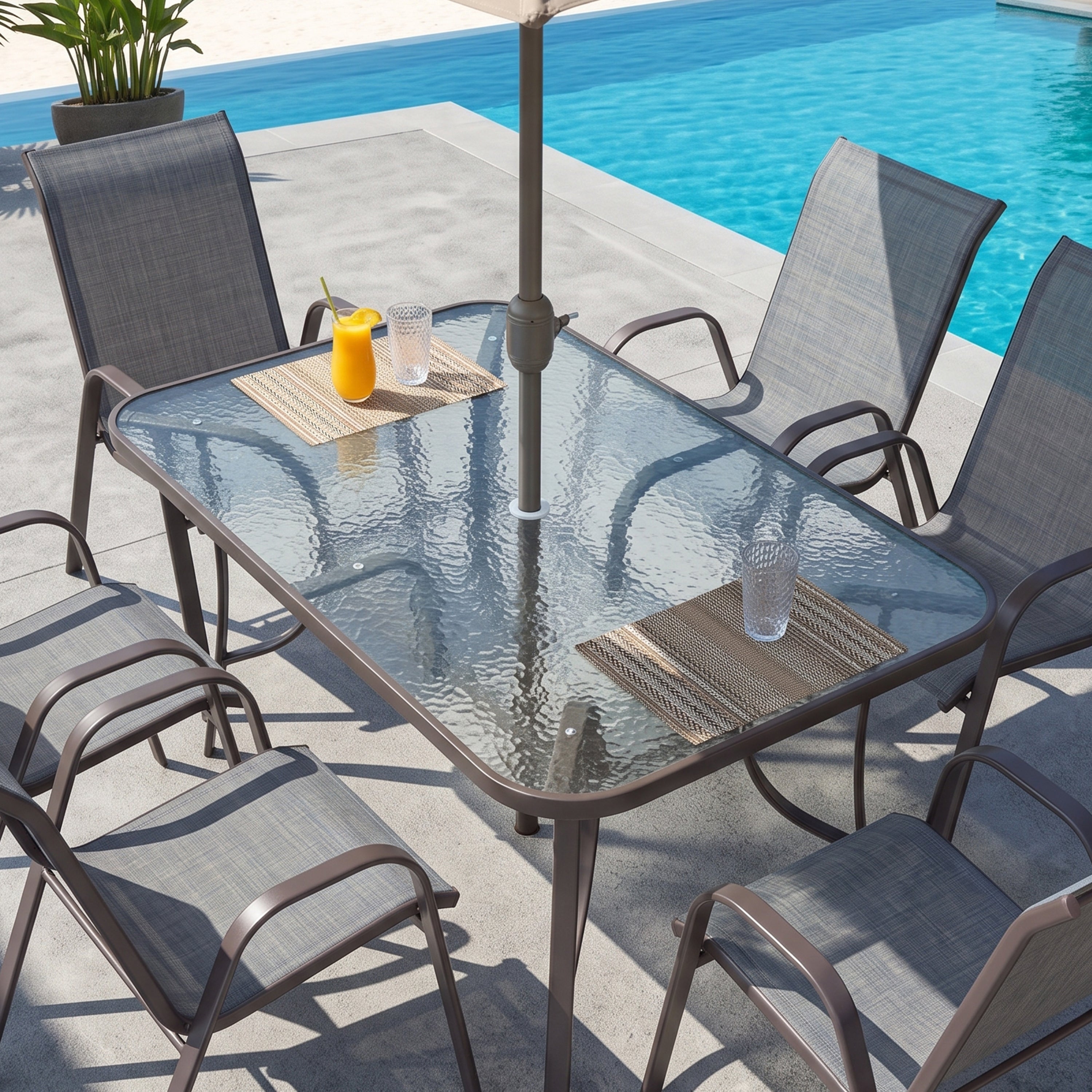 Synnova 6 Seater Outdoor Dining Set with Umbrella