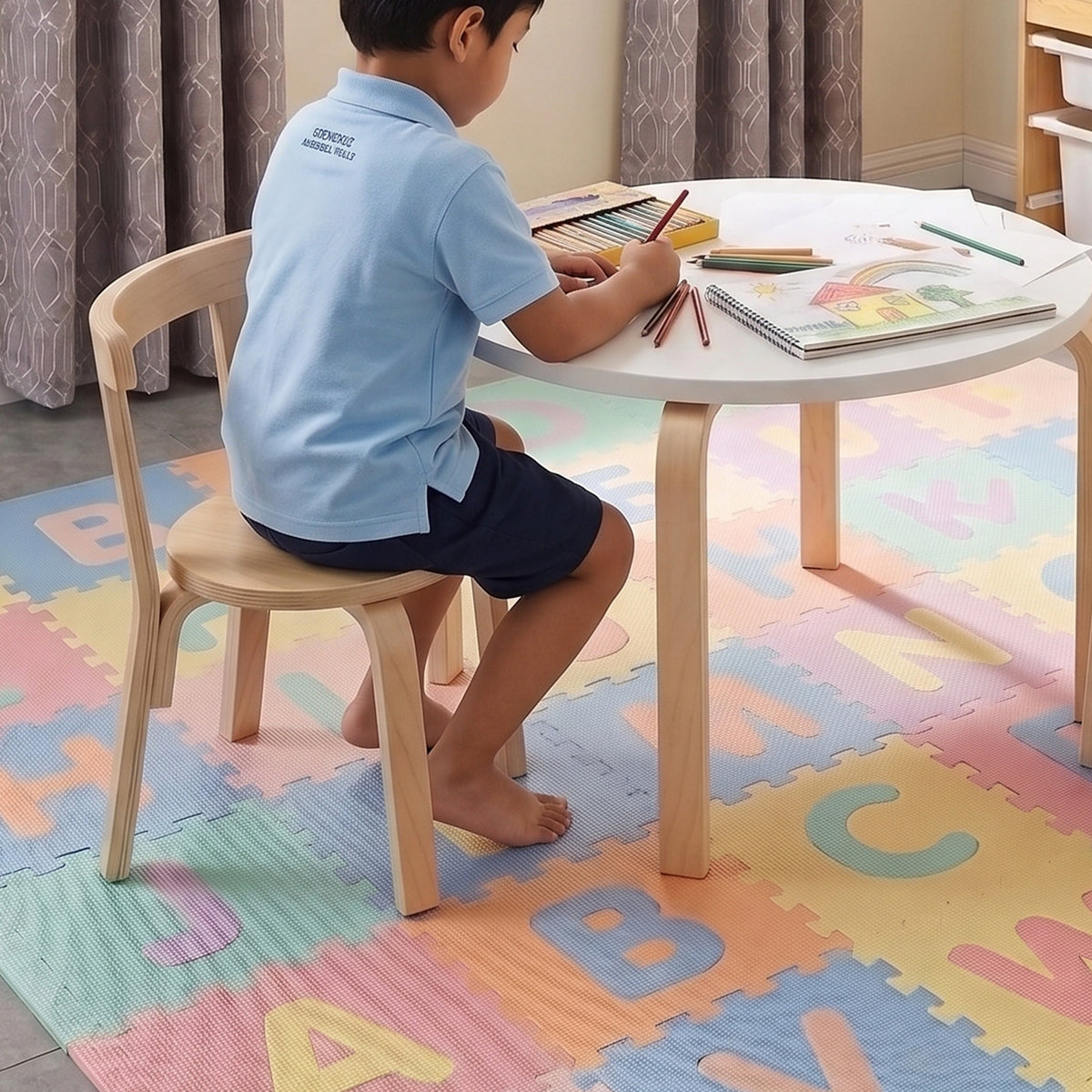 Scarlett Round Play Table and 2 Chairs - Natural