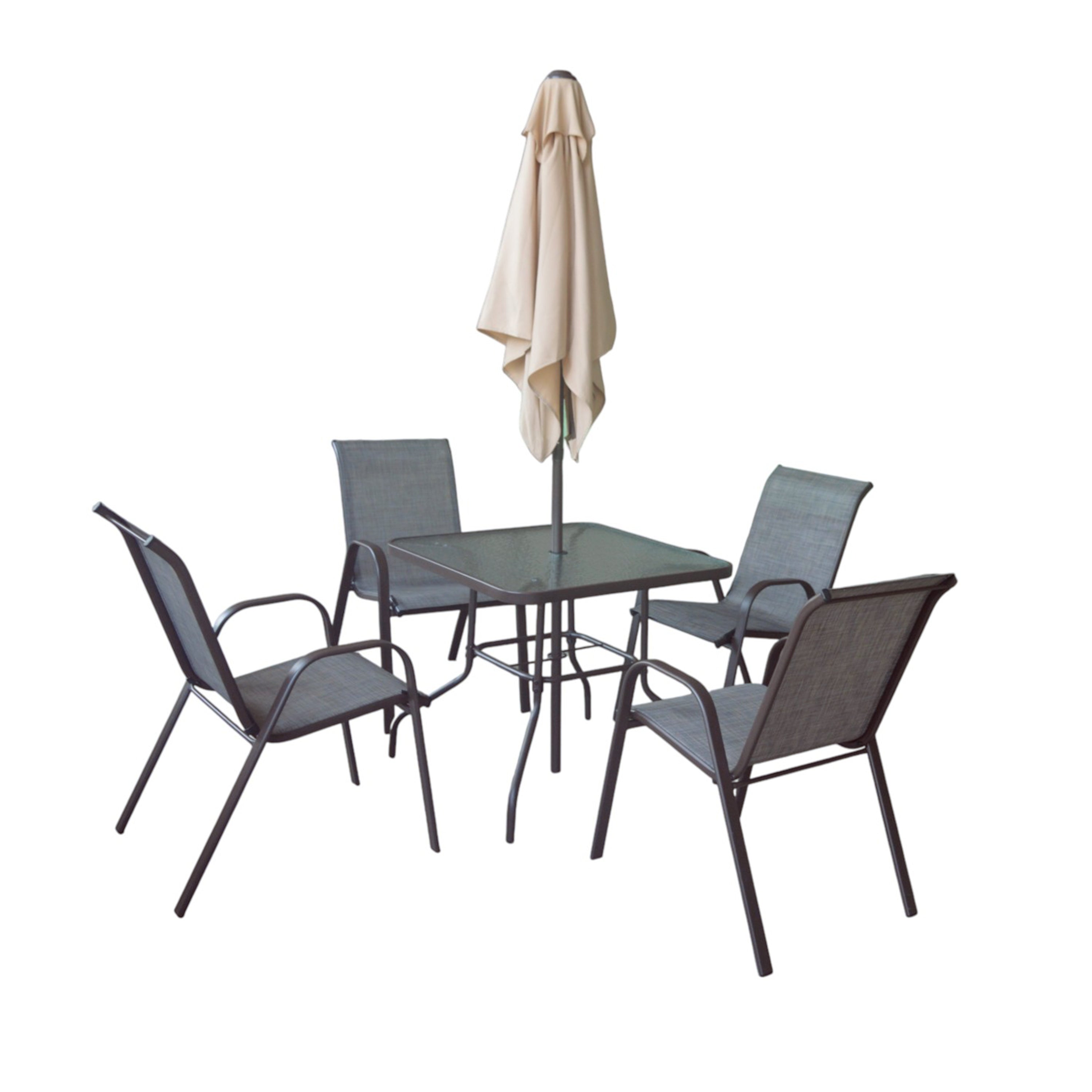 Synnova 4 Seater Outdoor Dining Set with Umbrella