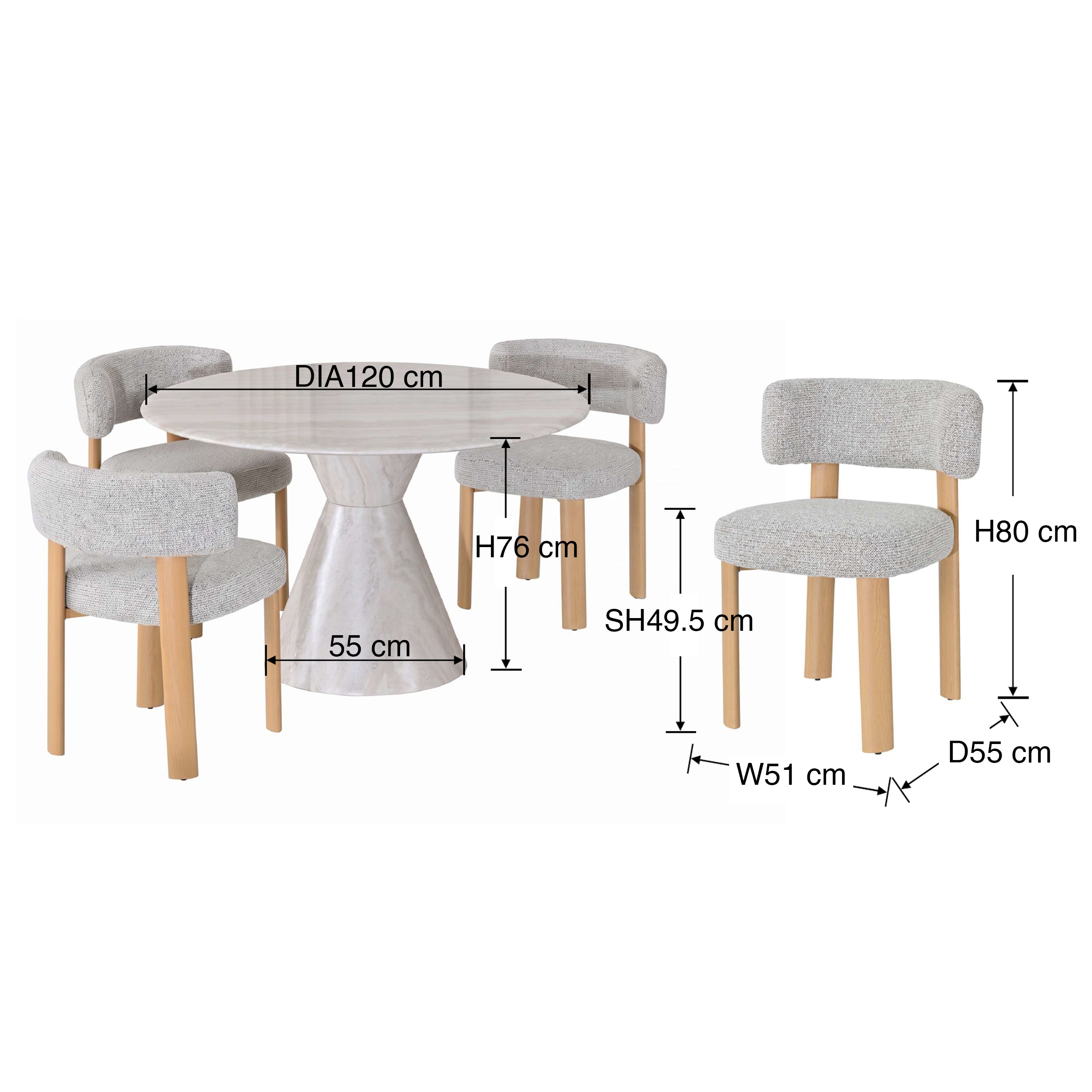 Zole Round 4 Seater Dining Set