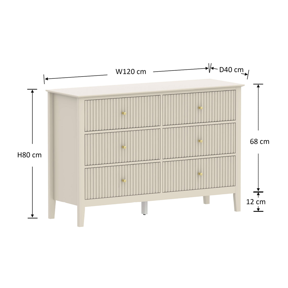 Prince Fluted 6 Chest of Drawers